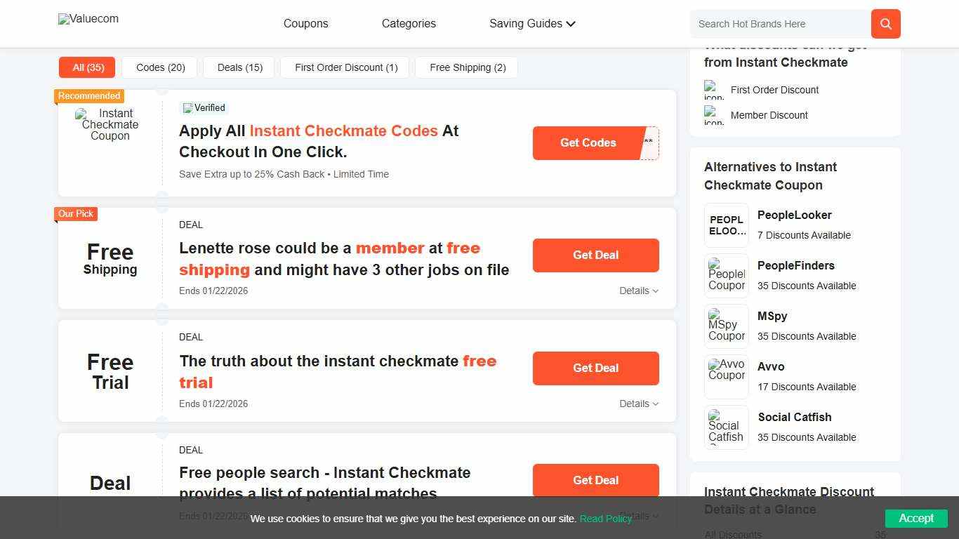 Instant Checkmate Coupon 70% OFF | January 2026
